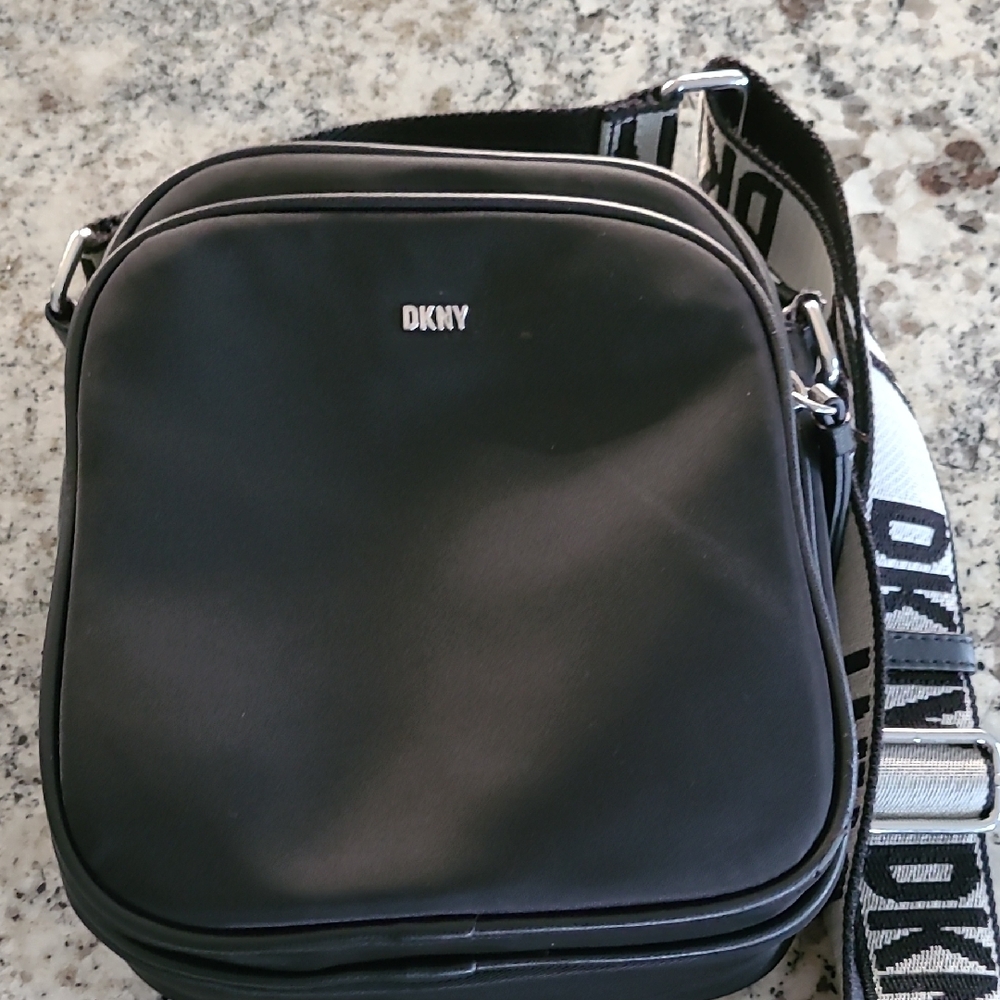 DKNY Black Crossbody Bag with Logo Strap